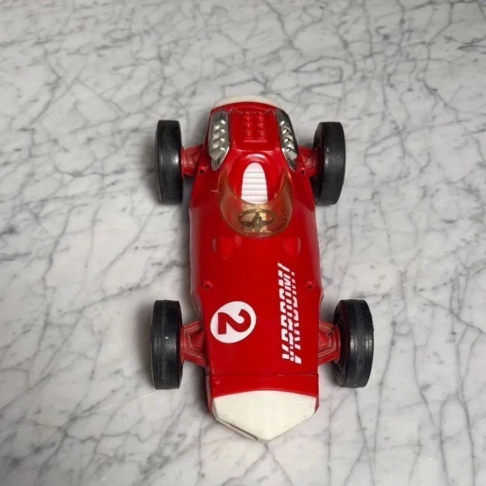 VTG 1963 Mattel Toymakers Vrroom No 3 Red Friction Motor Toy Race Car 14"